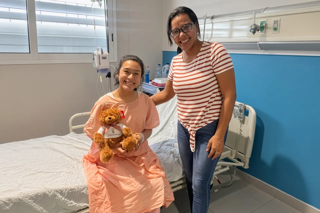 A SpineHope patient and her mother at the hospital