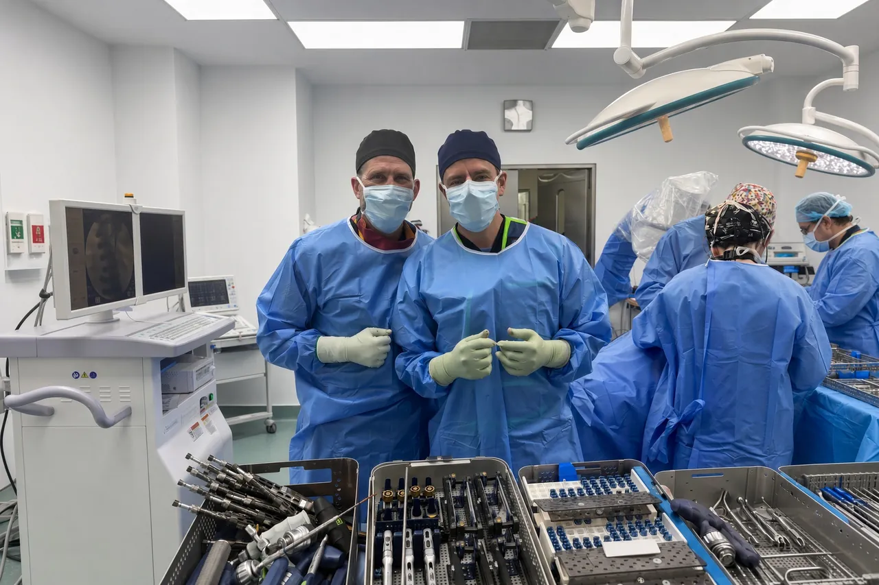 A SpineHope surgical team with instruments ready